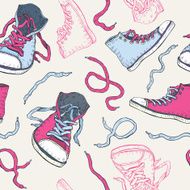 Sneakers Shoes Seamless pattern N3