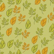 Vector seamless texture with fall hand drawn leaves