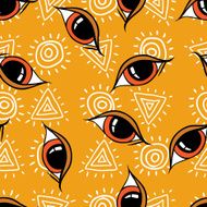 Seamless abstract hand drawn pattern eyes background