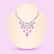 of female necklace with pink jewels