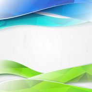 Green triangles and waves on white background