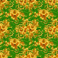 Green and gold floral seamless pattern