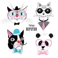 set of animal hipster