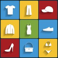 Clothes flat vector icons set N2