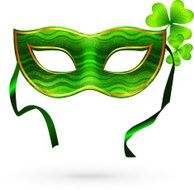 Green carnival mask with clovers N2