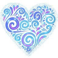 Blue vector shining heart on dark-blue background