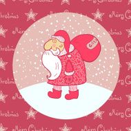 Santa Claus carries his bag vector illustration N2