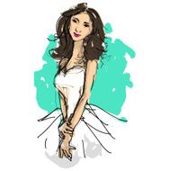 Hand drawing of a pretty fashion girl