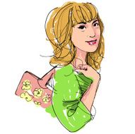 Hand drawing of a pretty fashion girl N2