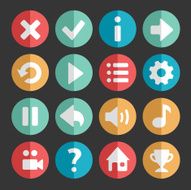 Flat and round game icons N2