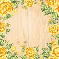 Yellow roses on a background of wood