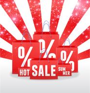 Sale sparkling template with shopping bags