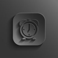 Alarm clock icon - vector black app button