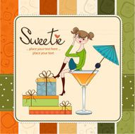 girl sitting on the edge of a glass birthday card N2