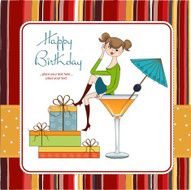 girl sitting on the edge of a glass birthday card N3
