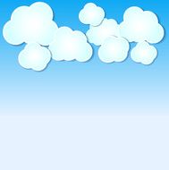 Paper clouds illustrated background on blue sky