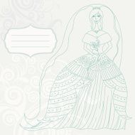 Vintage wedding card with bride