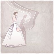 bride in wedding dress on grungy background N2