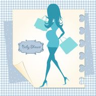 baby announcement card with beautiful pregnant woman N11