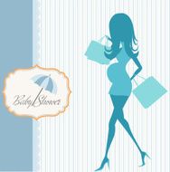 baby announcement card with beautiful pregnant woman N14