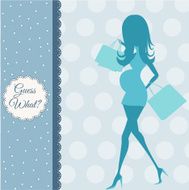 baby announcement card with beautiful pregnant woman N16