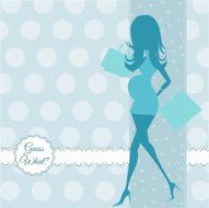 baby announcement card with beautiful pregnant woman N17