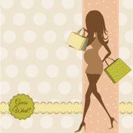 baby announcement card with beautiful pregnant woman N18