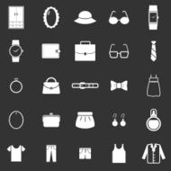 Dressing icons on black background