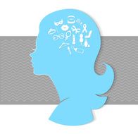 Woman head with icons