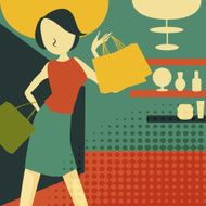 retro young woman at shopping