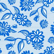 Blue seamless floral vintage lace background