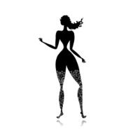 Pretty lady black silhouette floral ornament underwear for your design N3