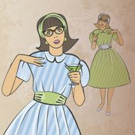 girl with cocktail in retro style