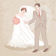 bride and groom on grungy background