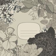 retro vector frame from abstract flowers and leaves