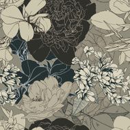 seamless retro vector pattern from abstract flowers and leaves