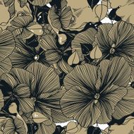 seamless retro monochrome vector pattern from flowers