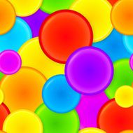 Vibrant rainbow plastic circles vector seamless pattern