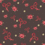 Seamless pattern with ribbons and flowers