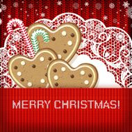 Christmas decorations on handmade knitted background N7