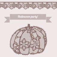 Lacy pumpkin Halloween greeting card or invitation