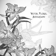 Floral background with lilies in vintage style