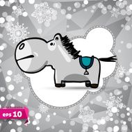 Vector cartoon horse Symbol of 2014 Winter Backdrop