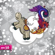 Vector cartoon horse Symbol of 2014 Winter Backdrop N2