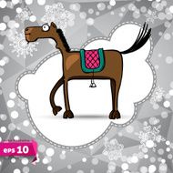 Vector cartoon horse Symbol of 2014 Winter Backdrop N3