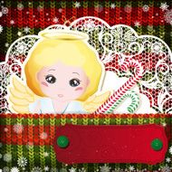 Christmas decorations on handmade knitted background N9