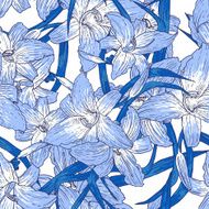 Seamless floral pattern with lilies