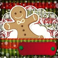 Christmas decorations on handmade knitted background N10