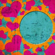 grunge background withcolorful hearts and stars