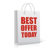 Best offer today shopping bag vector illustration